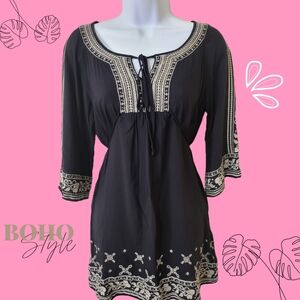 Boho Mini Black Dress